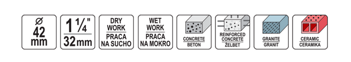 Wiertło koronowe diamentowe YATO 42 mm 1/4'' (YT-60372) - obraz 4