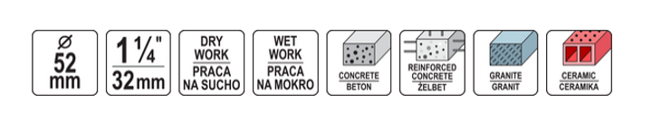 Wiertło koronowe diamentowe YATO 52 mm 1/4 '' (YT-60373) - obraz 4