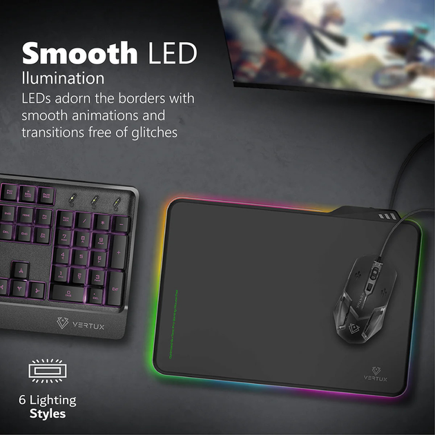 Podkładka pod mysz do gier Vertux FluxPad RGB Black (MPDFLUXPAD) - obraz 2