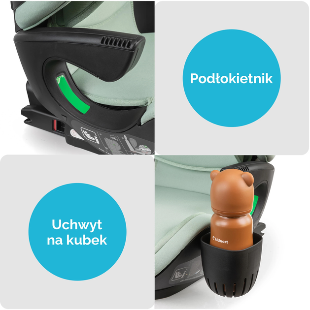 Fotelik samochodowy Kidnort Natt DS-010447 100-150 cm zielony (5902983631217) - obraz 6