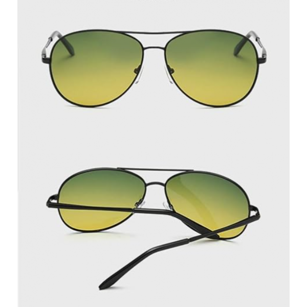 Очки водителя Антифара с поляризационной линзой Polar Eagle Aviator - Желто-зеленые С Футляром и салфеткой - изображение 2
