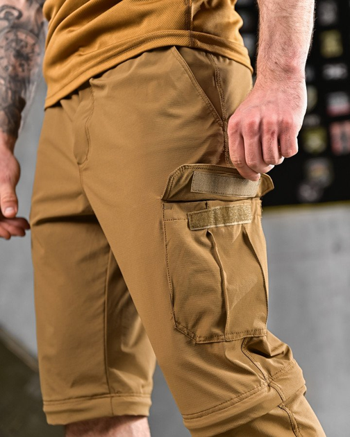 Тактический летний комплект 3 в 1 Штаны-шорты, футболка, бейсболка Combat Tactical Coyote S - изображение 3