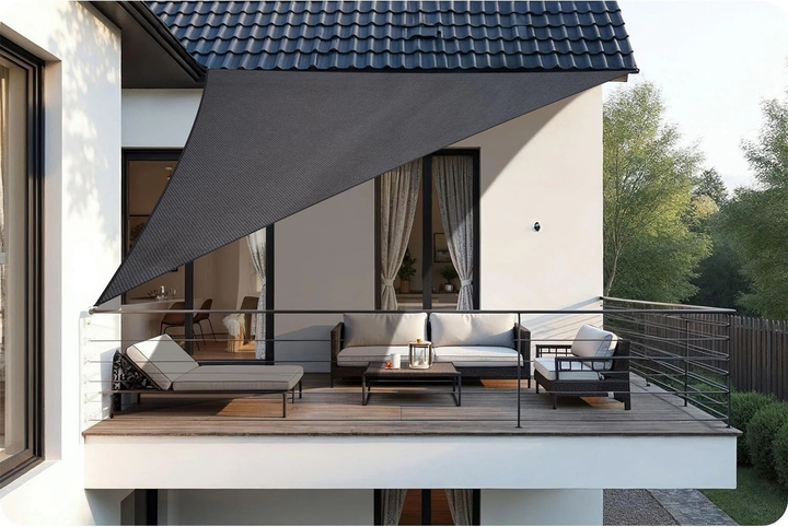 Żagiel przeciwsłoneczny Plonos PL-886 4 x 4 m Grey (5903890629151) - obraz 6