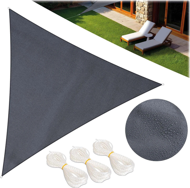 Żagiel przeciwsłoneczny Plonos PL-886 4 x 4 m Grey (5903890629151) - obraz 5