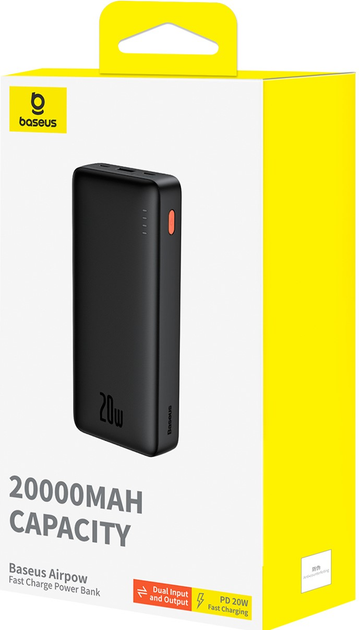 УМБ Baseus Airpow Powerbank 20000mAh Fast Charge 20W Black (P10022804113-00) - зображення 5