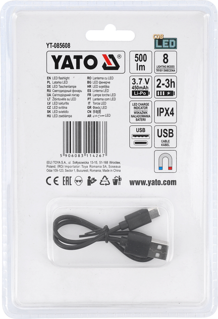 Latarka robocza Yato mini slim 500 lm YT-085608 (5906083114267) - obraz 8
