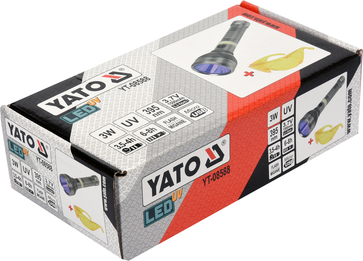 Ліхтар Yato ультрафіолетовий акумуляторний 3 вт і окуляри YT-08588 (5906083062445) - зображення 6