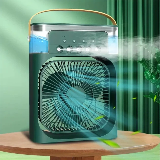 Портативный мини-кондиционер с подсветкой Mini AIR Conditioner с увлажнителем воздуха Зеленый - Фото 2 Портативный мини-кондиционер с подсветкой Mini AIR Conditioner с увлажнителем воздуха Зеленый - изображение 2