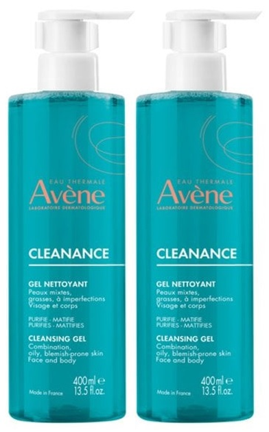Набір гелів для вмивання обличчя Avene Cleanance 2 x 400 мл (ZES3282779428200) - зображення 1