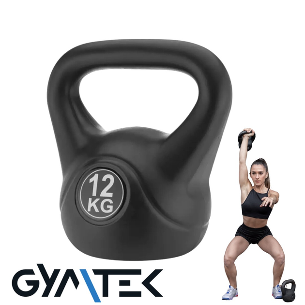 Фото - Штанга / гантель Gymtek Гиря вінілова  12 кг чорна. Для кросфіту, фітнесу, дому, силових тренувань 