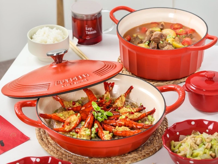 Garnek do gotowania gęsi Buydeem żeliwny emaliowany Koi Red 2.9 l (6950386619232) - obraz 6