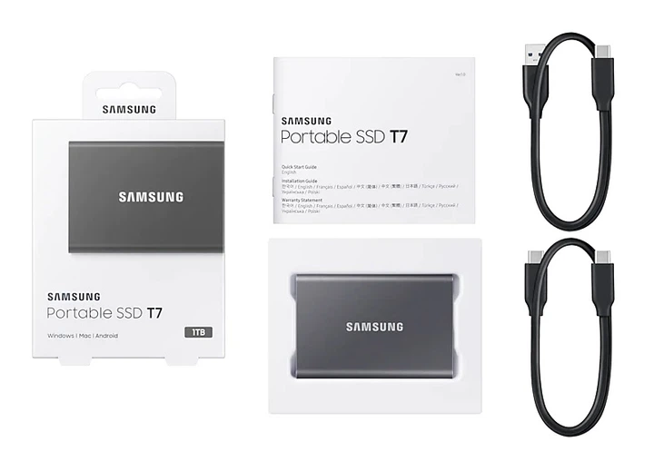 Накопитель внешний SSD 1TB Samsung T7 Titan Gray (MU-PC1T0T/WW