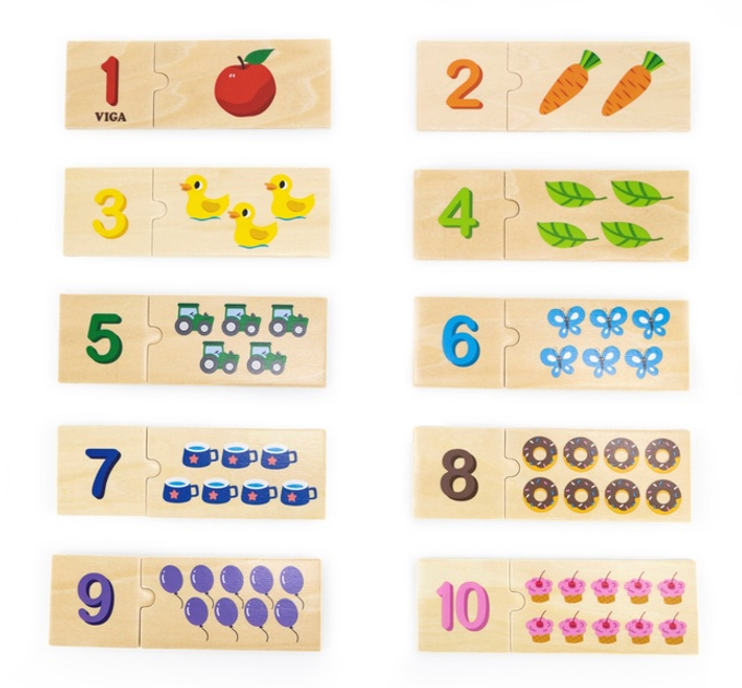 Zestaw drewnianych puzzli Viga Dopasuj liczby 44748 (6971608447488) - obraz 1