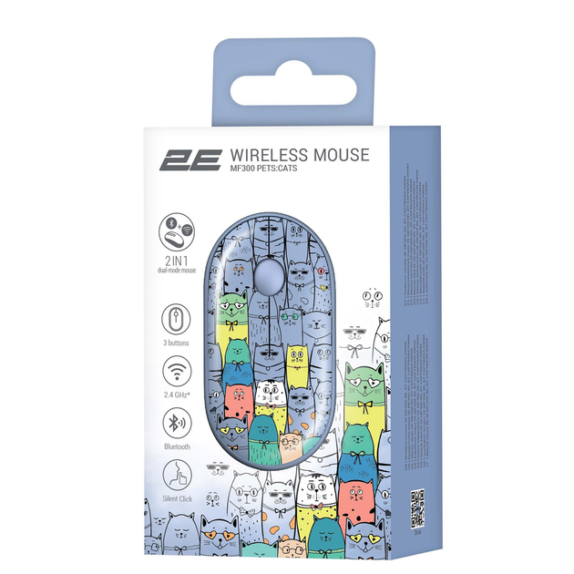 Миша бездротова 2E MF300 Pets Cats Silent WL BT Blue (2E-MF300WPETSBL) - зображення 2