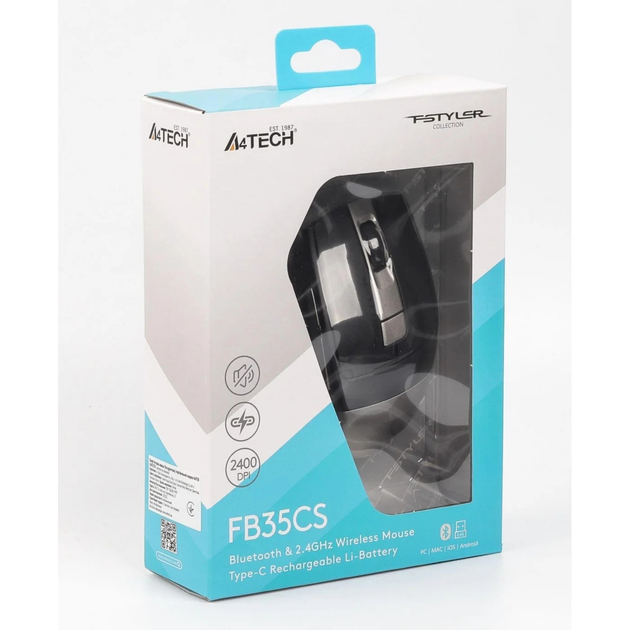 Мышь беспроводная A4Tech Fstyler FB35CS Smoky Grey - изображение 5