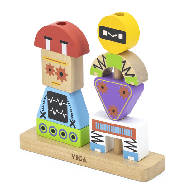 Klocki drewniane do ukladania Viga Roboty 44652 (6971608446528) - obraz 2