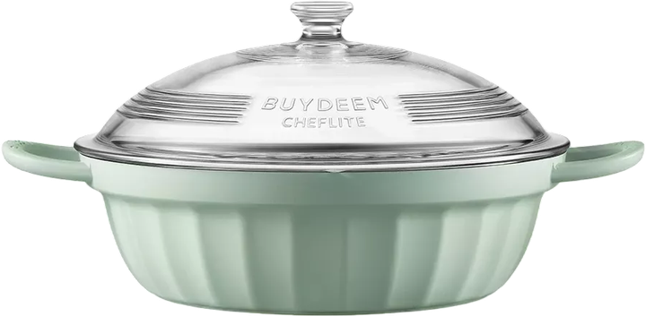 Garnek Buydeem emaliowany aluminiowy ze szklaną pokrywą Cozy Greenish 3.8 l (6950386614831) - obraz 1