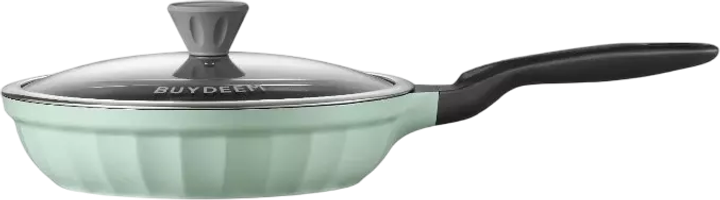 Patelnia Buydeem aluminiowa z szklaną pokrywką Cozy Greenish 28 cm (6950386617245) - obraz 1