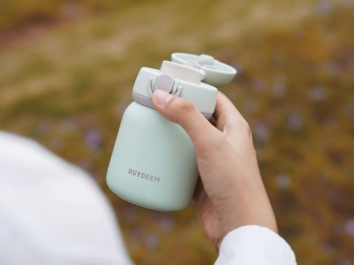 Термопляшка Buydeem з нержавіючої сталі Cozy Greenish 200 мл (6950386616460) - зображення 4