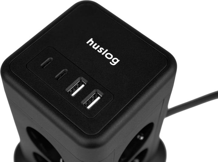 Подовжувач Huslog HUS1004 Vertical Extension Cord with USB Black (OWN000064) - зображення 11