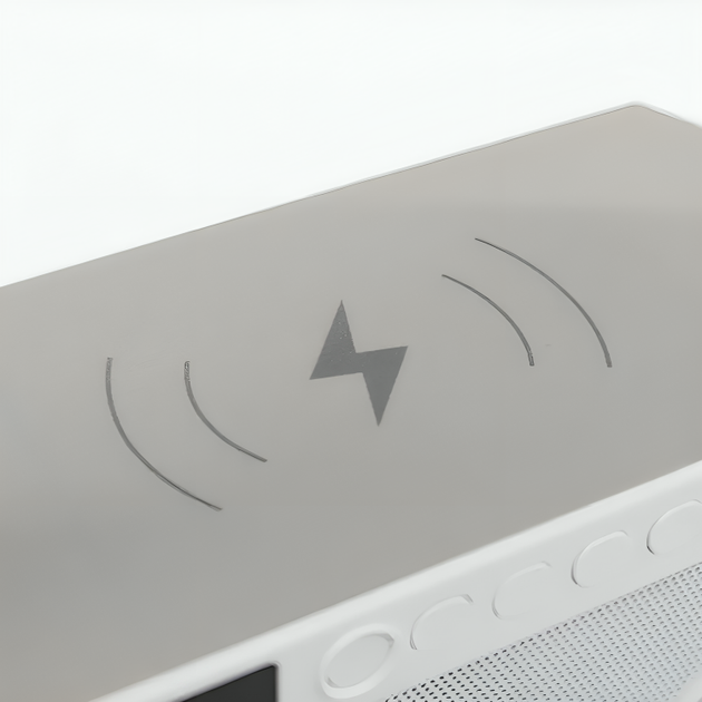Умная аккумуляторная RGB лампа ночник с Bluetooth колонкой дискошаром беспроводной зарядкой 1200 мАч 23.5х9х23.8 см (480384-Prob) Белая - изображение 9