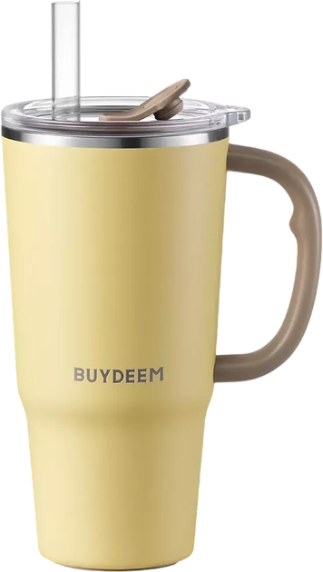 Термокружка Buydeem з соломинкою Mellow Yellow 700 мл (6950386617450) - зображення 1
