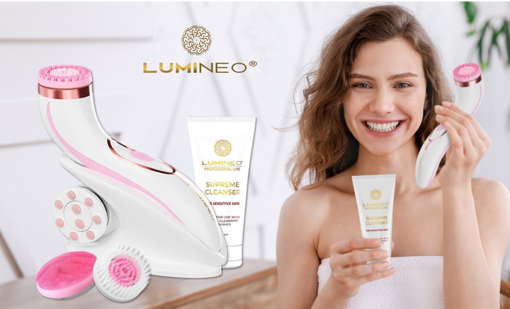 Пристрій Lumineo Brush Pro рожевий 4 насадки + гель для чутливої шкіри (5904726872765) - зображення 10