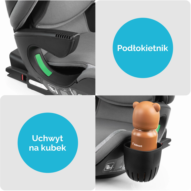Fotelik samochodowy Kidnort Natt DS-010647 100-150 cm szary (5902983631231) - obraz 7