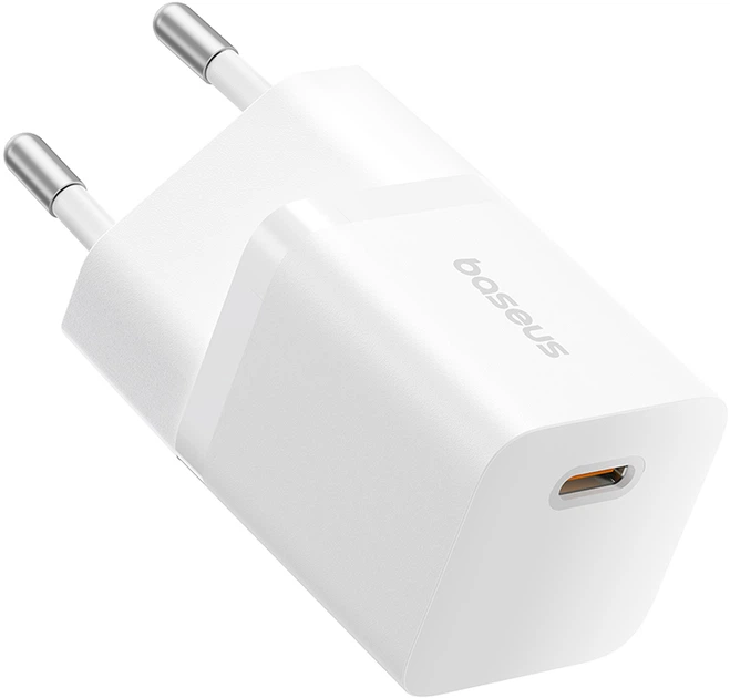 Ładowarka sieciowa Baseus GaN5 Fast Charger 1C 25W EU + Data Cable Type-C to Typ-C 100W Moon White (P10110909213-01) - obraz 3