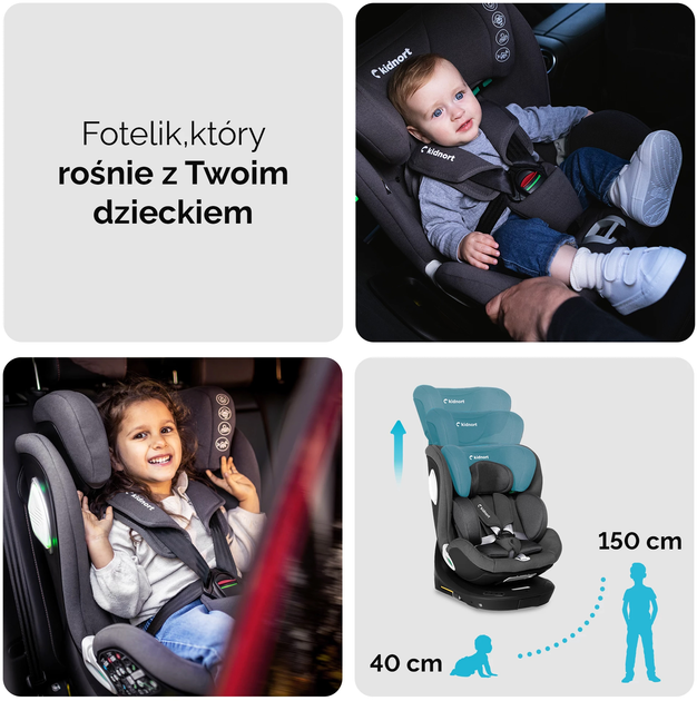 Fotelik samochodowy Kidnort Orn DK-080837 40-150 cm ciemnoszary (5902983624882) - obraz 11
