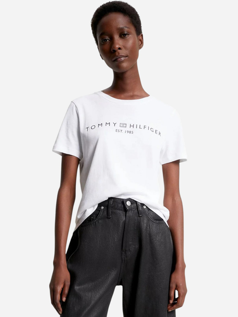 Koszulka damska bawełniana Tommy Hilfiger WW0WW40276-ACI S Biała (8720637080665) - obraz 1
