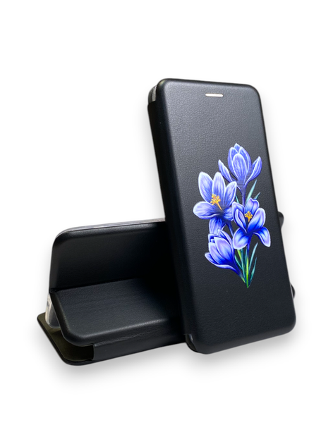 Чохол книжка з 3D принтом крокусів для Huawei P20 Lite з екошкіри із підставкою чорна - Фото 1 Чохол книжка з 3D принтом крокусів для Huawei P20 Lite з екошкіри із підставкою чорна - зображення 1