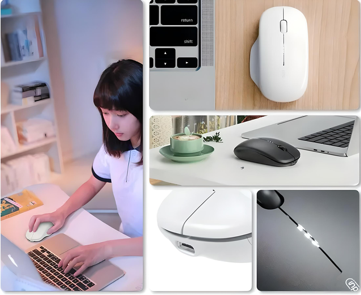 Миша бездротова INPHIC M1 з підключенням USB 2.4ГГц, акумулятором, 2400 DPI, срібло - зображення 4