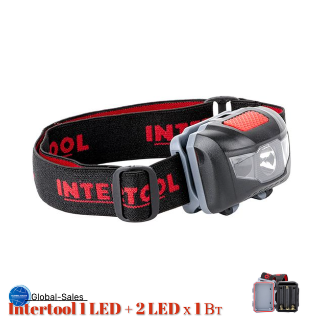 Фонарь налобный Intertool 1 LED + 2 LED х 1 Вт (LB-0302) - Фото 1 Фонарь налобный Intertool 1 LED + 2 LED х 1 Вт (LB-0302) - изображение 1
