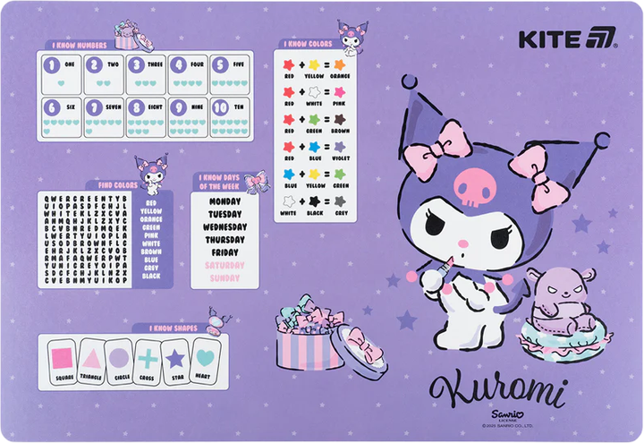 Упаковка підкладок настільних Kite Kuromi 42.5х29 см х 10 шт (HK25-207-2) - Фото 2 Упаковка підкладок настільних Kite Kuromi 42.5х29 см х 10 шт (HK25-207-2) - зображення 2