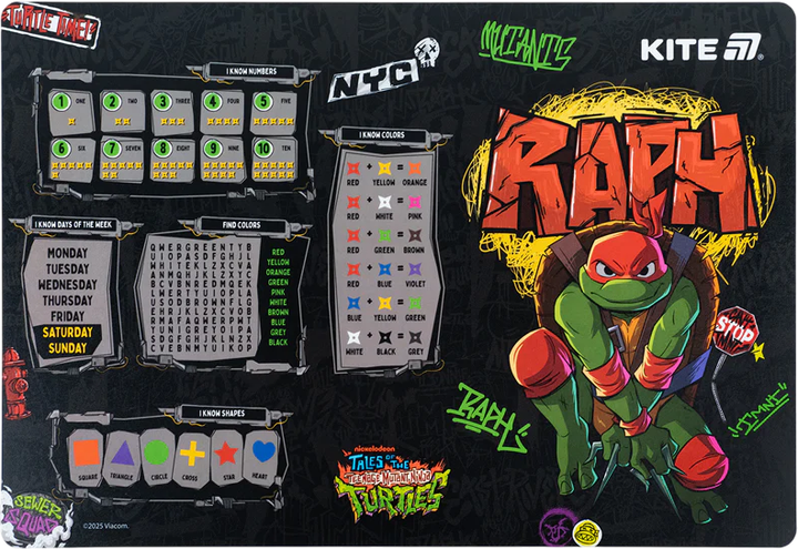 Упаковка підкладок настільних Kite Ninja Turtles 42.5х29 см х 10 шт (NT25-207) - зображення 2