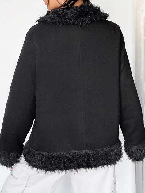 Дубленка женская SHEIN GD-00159730 M Черная (DN3012300057707) 