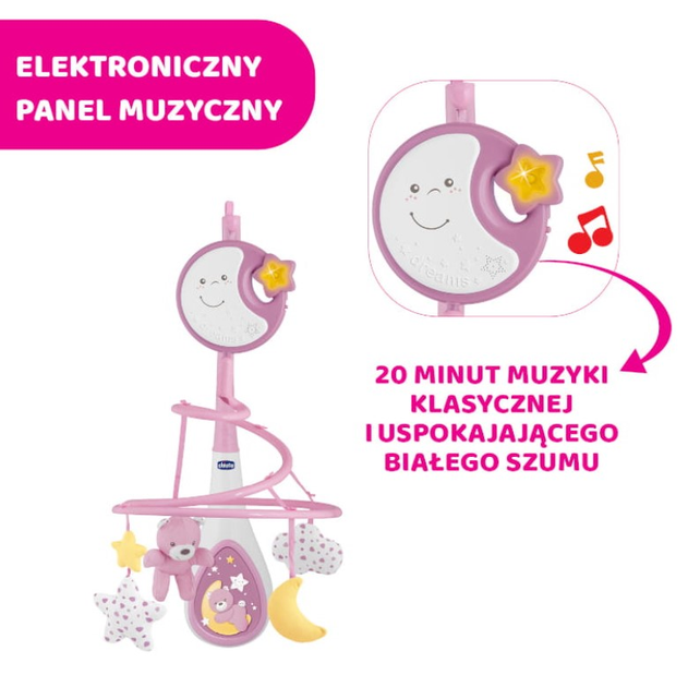Карусель на ліжечко Chicco First Dream Next2Dreams 3 в 1 Рожева (8058664089789) - зображення 4