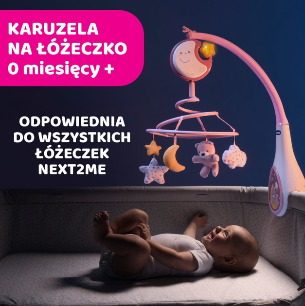 Карусель на ліжечко Chicco First Dream Next2Dreams 3 в 1 Рожева (8058664089789) - зображення 9
