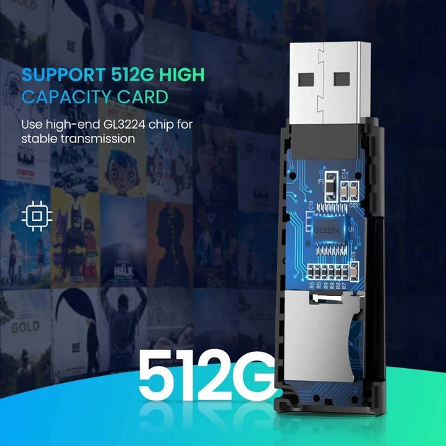 Кардрідер USB 3.0 TF/SD Ugreen 60722 c підтримкою карт до 512Гб (Чорний) - Фото 6 Кардрідер USB 3.0 TF/SD Ugreen 60722 c підтримкою карт до 512Гб (Чорний) - зображення 6