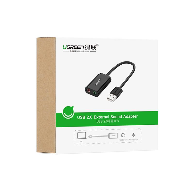Зовнішня звукова карта Ugreen US205 (Чорна, 15см) - изображение 9