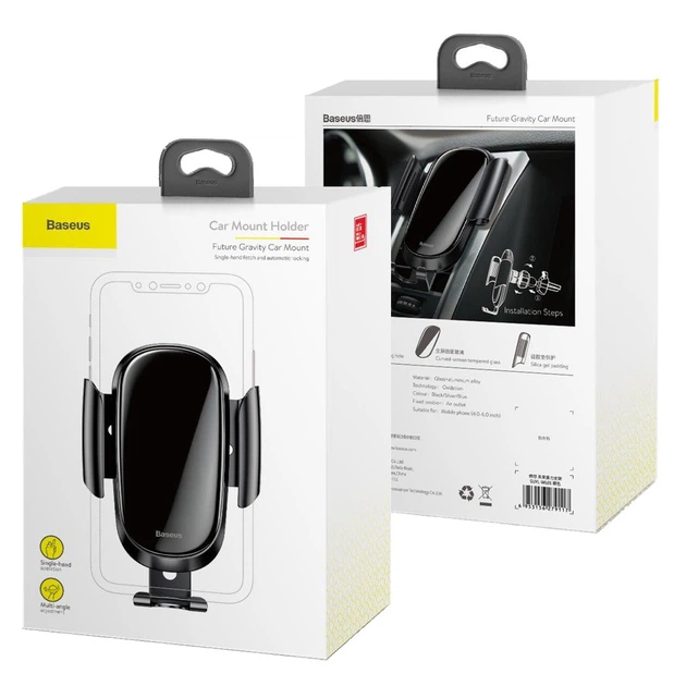 Автомобільний тримач BASEUS Future Gravity Car Mount SUYL-WL01 (Чорний) - изображение 10