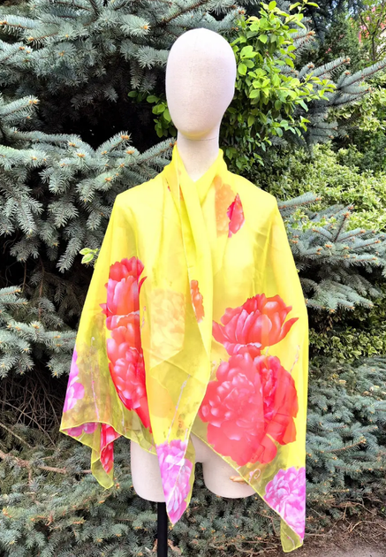Легке парео Адріана квіти шифон One Size 150*100 см жовтий 125-30 - зображення 3