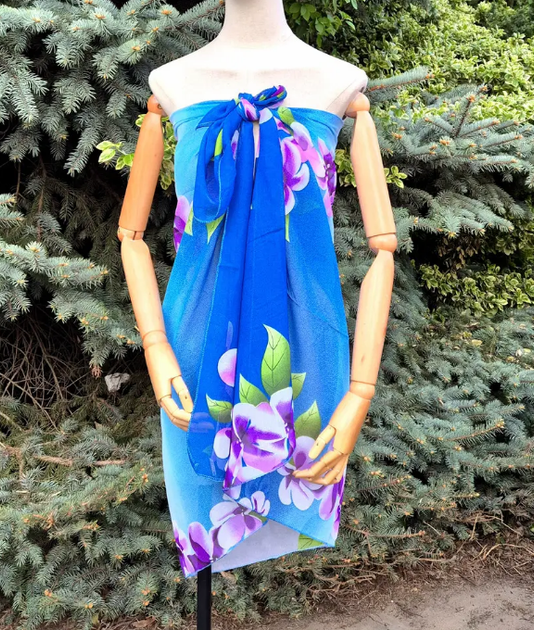 Легке парео Адріана квіти шифон One Size 150*100 см синій 125-29 - зображення 3