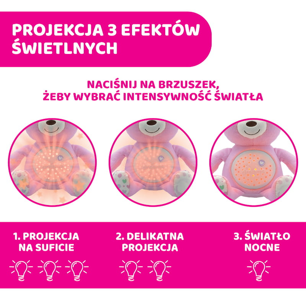 Нічник проектор Chicco First Dreams Ведмедик Рожевий (8058664060351) - зображення 5