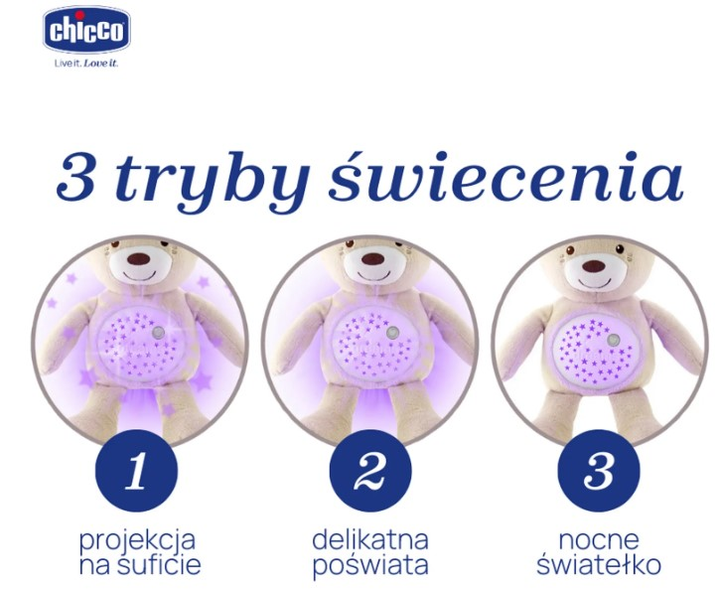 Нічник проектор Chicco First Dreams Ведмедик Бежевий (8058664106349) - зображення 5