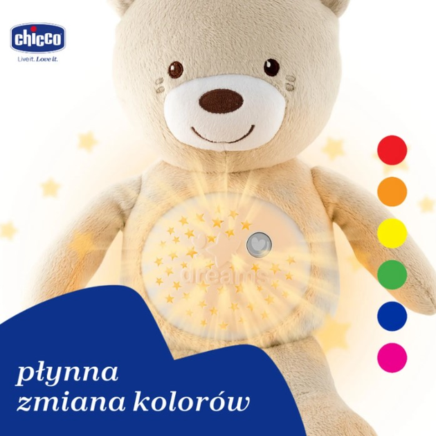 Нічник проектор Chicco First Dreams Ведмедик Бежевий (8058664106349) - зображення 6