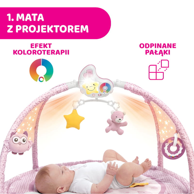 Mata edukacyjna z projektorom Chicco First Dreams Enjoy Colours 3 w 1 Różowa (8058664112531) - obraz 7
