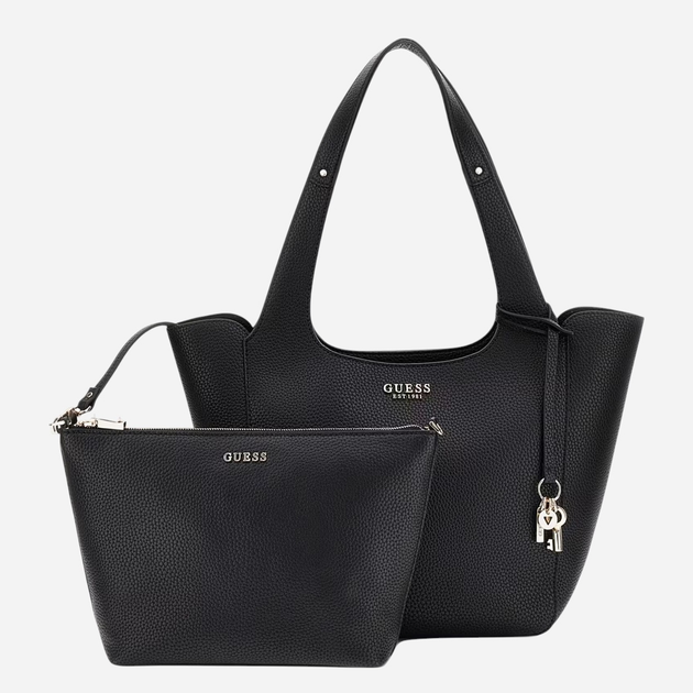 Zestaw (torebka shopper + kosmetyczka) damski Guess Helina HWBG9640220-BLA Czarny - obraz 1
