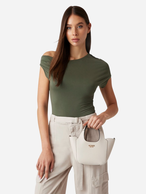 Комплект (сумка + косметичка) жіночий зі штучної шкіри Guess Helina HWBG9640750-BON Молочний (800070334941) - зображення 2